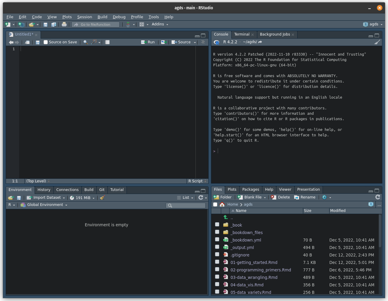 RStudio interface.